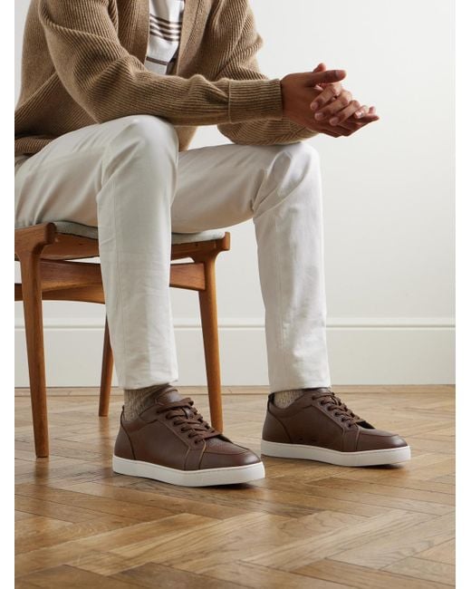 Christian Louboutin Brown Rantulow Full-Grain Leather Sneakers for men