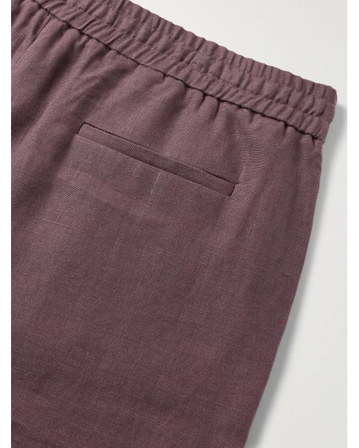 De Bonne Facture Purple Easy Straight-leg Linen Drawstring Shorts for men