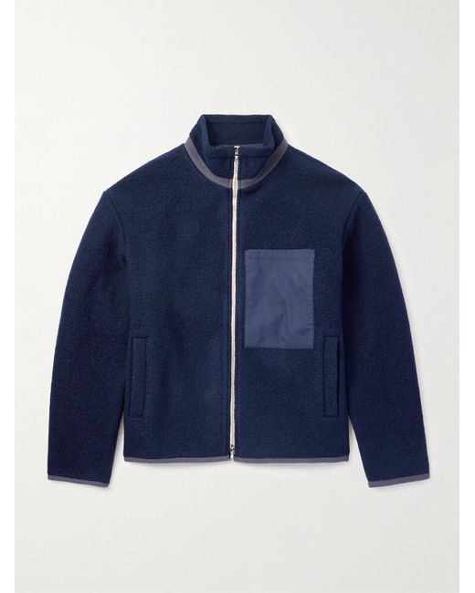 De Bonne Facture Blue Cotton-Trimmed Brushed-Wool Jacket for men