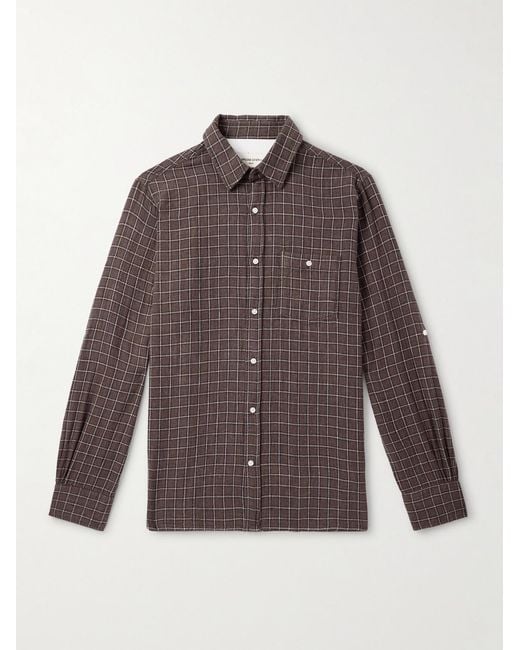 Officine Generale Brown Younes Checked Cotton-flannel Shirt for men