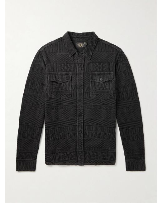 RRL Black Julius Cotton-Jacquard Shirt for men