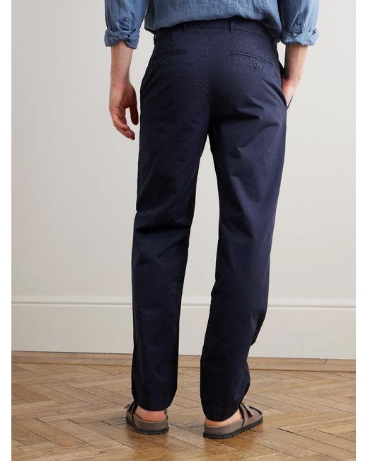 Hartford Blue Taylor Straight-Leg Cotton-Gabardine Trousers for men