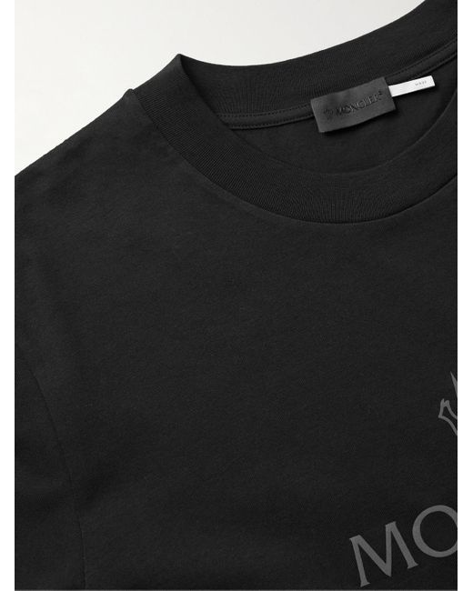 T-shirt in jersey di cotone con logo stampato e finiture in mesh di Moncler in Black da Uomo