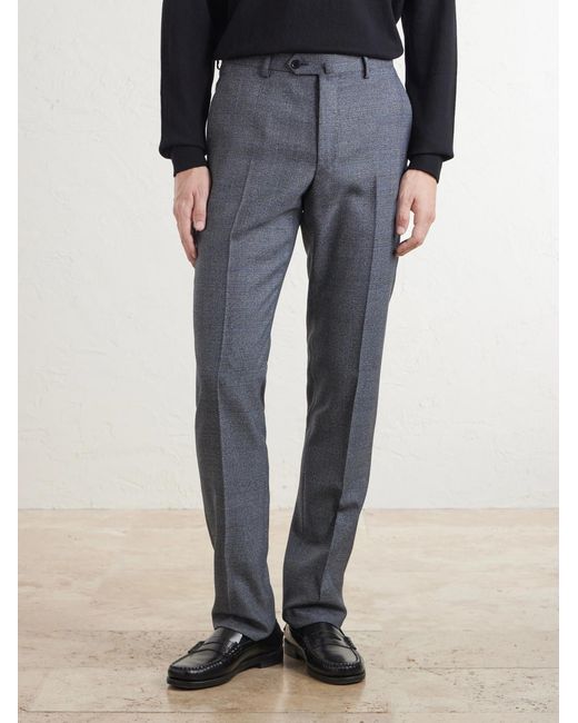 Caruso Blue Straight-leg Prince Of Whales Wool Suit Trousers for men