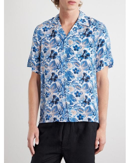 Vilebrequin Blue Charli Camp-Collar Printed Shirt for men