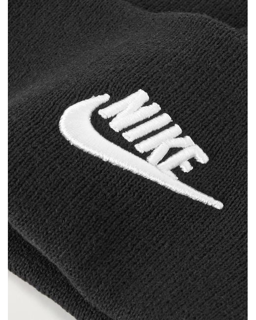Nike Black Peak Logo-embroidered Cotton-blend Beanie for men