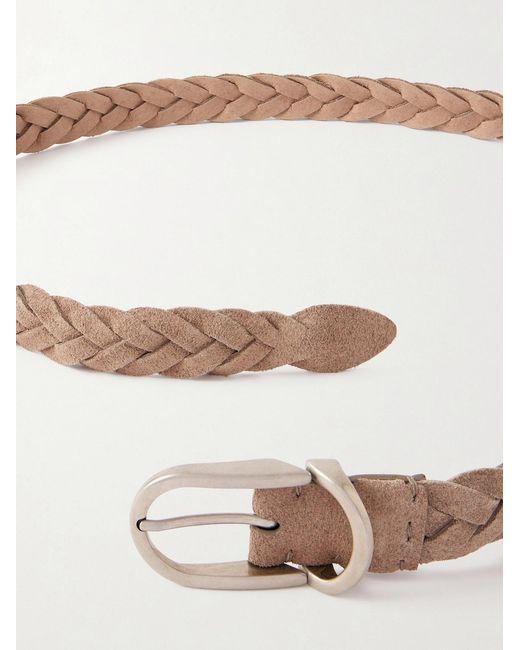 Brunello Cucinelli Natural 3cm Woven Suede Belt for men