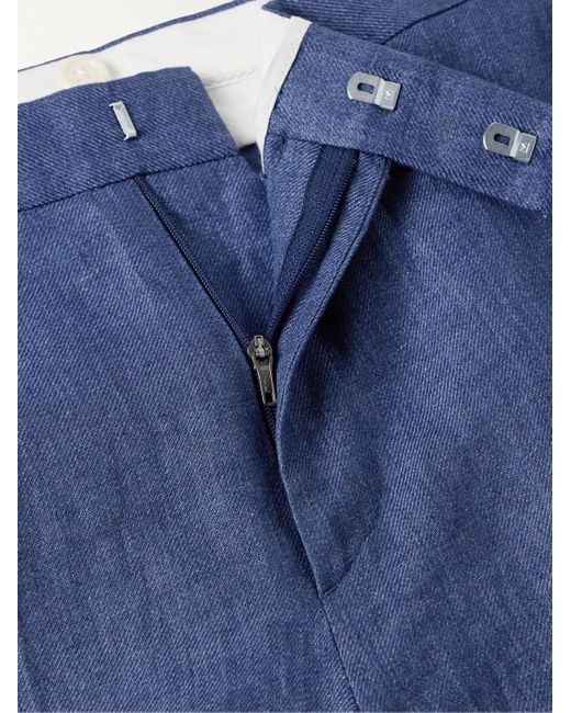 Favourbrook Blue Windsor Slim-fit Straight-leg Linen-twill Suit Trousers for men
