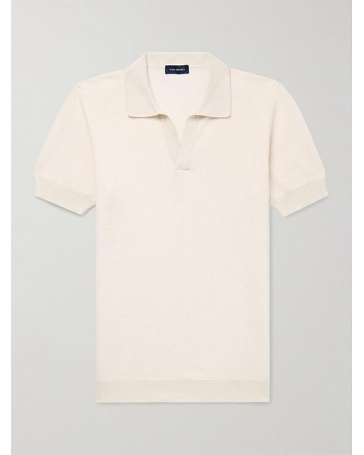 Thom Sweeney Natural Birdseye Cotton And Linen-blend Polo Shirt for men