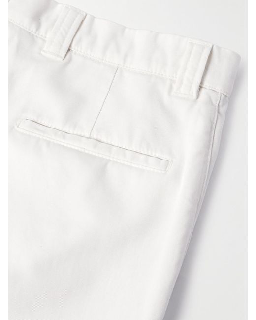 Brunello Cucinelli Gerade geschnittene Hose aus Baumwoll-Twill in White für Herren