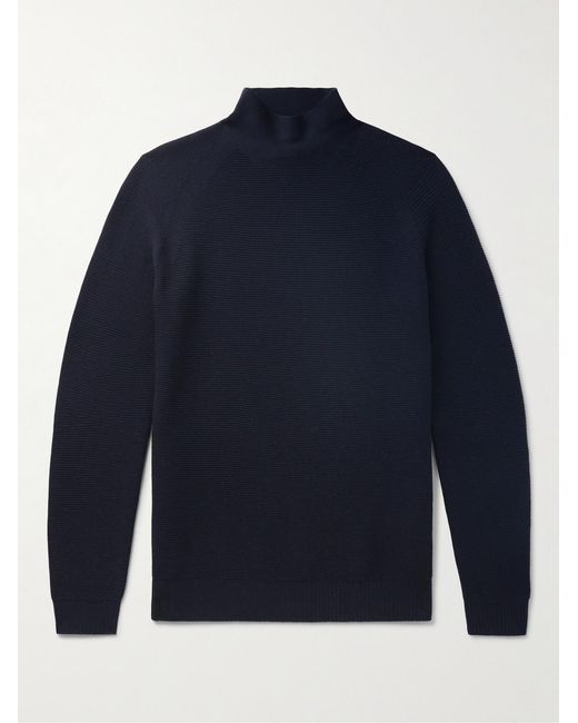 Loro Piana Blue Lupetto Slim-fit Ribbed Wish® Virgin Wool-blend Rollneck Ski Base Layer for men