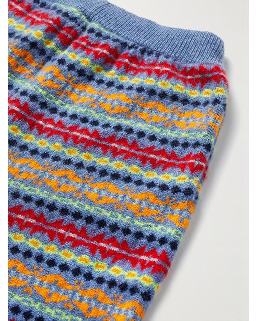 The Elder Statesman Blue Fair Isle Cashmere Shorts for men