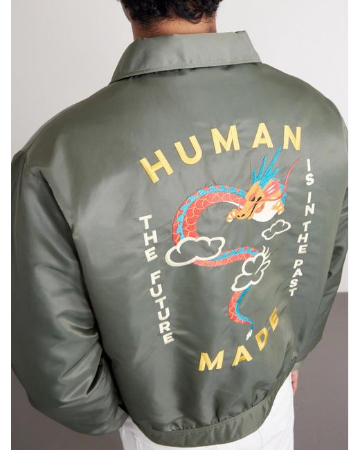 Human Made Green Embroidered Nylon Jacket for men