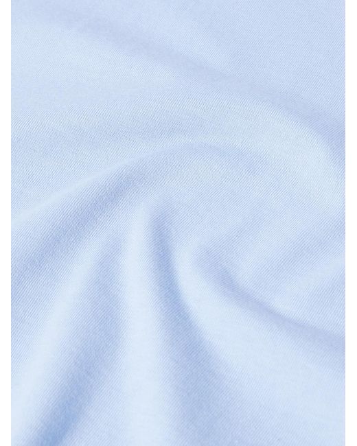 Wales Bonner Blue Logo-Embroidered Stretch Poplin-Panelled Organic Cotton-Jersey T-Shirt for men