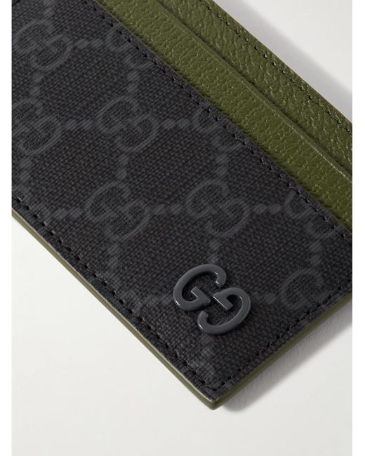 Gucci GG Supreme Kartenetui aus genarbtem Leder und beschichtetem Canvas mit Logomuster in Green für Herren