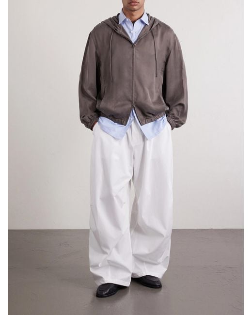 Amomento Brown Satin Hooded Jacket for men