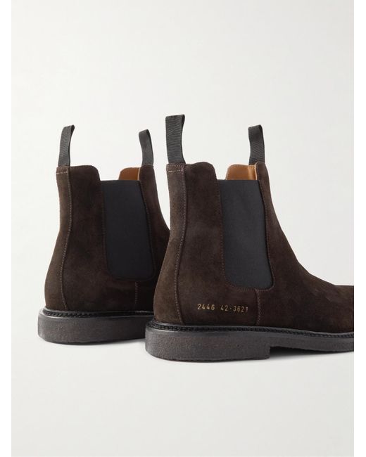 Common Projects Brown Waxed-Suede Chelsea Boots for men