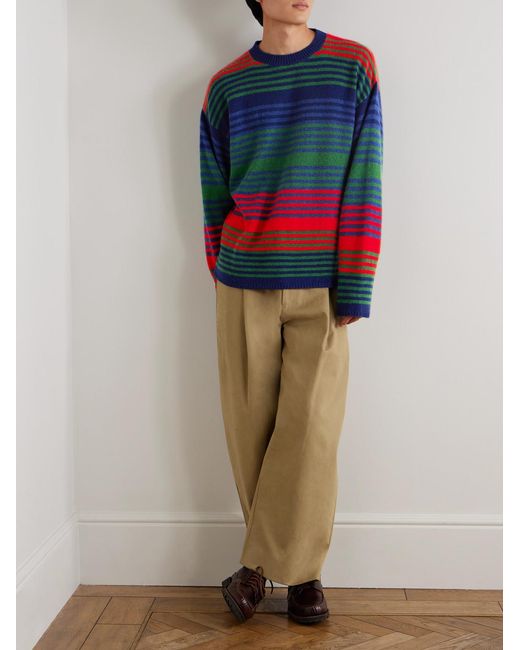 The Elder Statesman Red Dume Oversized Striped Cashmere Sweater for men