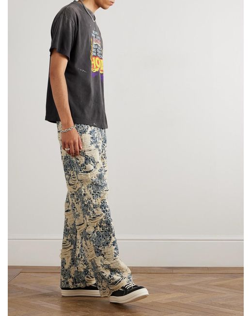 SAINT Mxxxxxx Black Neighborhood Distressed Paint-splattered Printed Cotton-jersey T-shirt for men