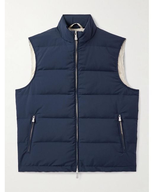 Eleventy Blue Quilted Tech Wool-Blend Down Gilet for men
