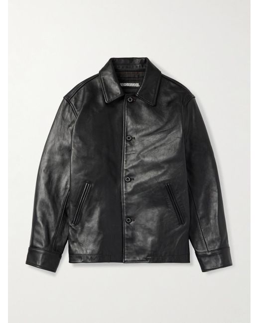 Neighborhood Leather Jacket in Black for Men | Lyst UK