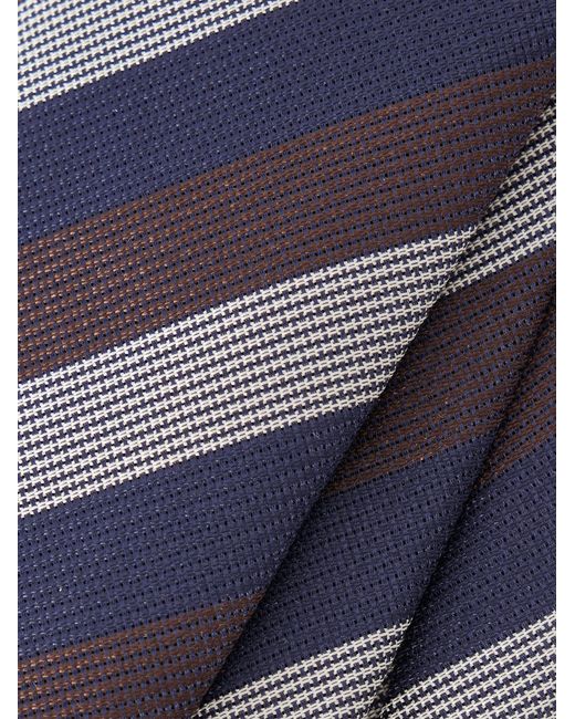 De Petrillo White 8Cm Striped Silk-Jacquard Tie for men