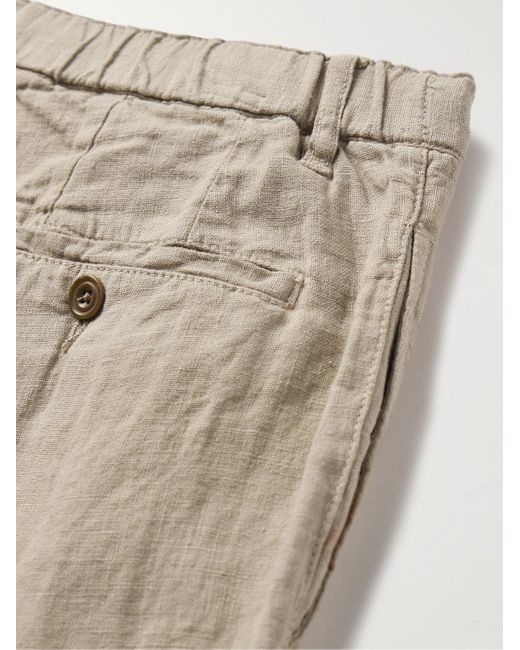 Hartford Natural Tanker Slim-fit Straight-leg Linen Drawstring Trousers for men