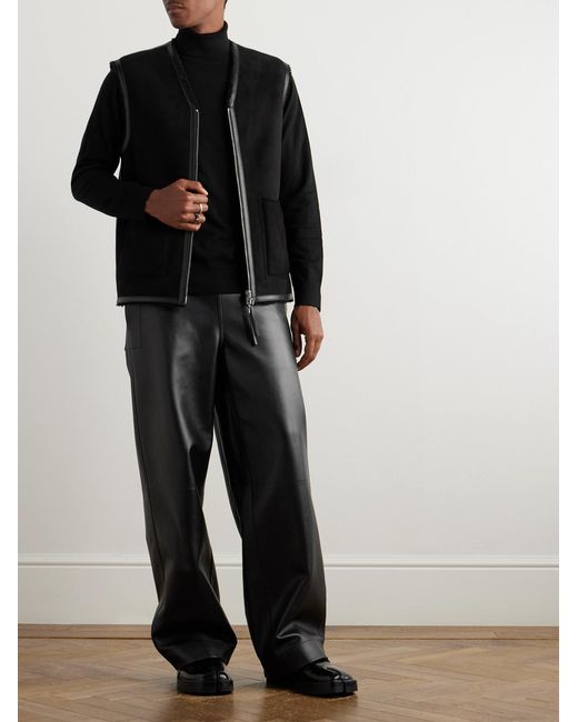 Gabriela Hearst Black Snowdon Leather-Trimmed Shearling Gilet for men