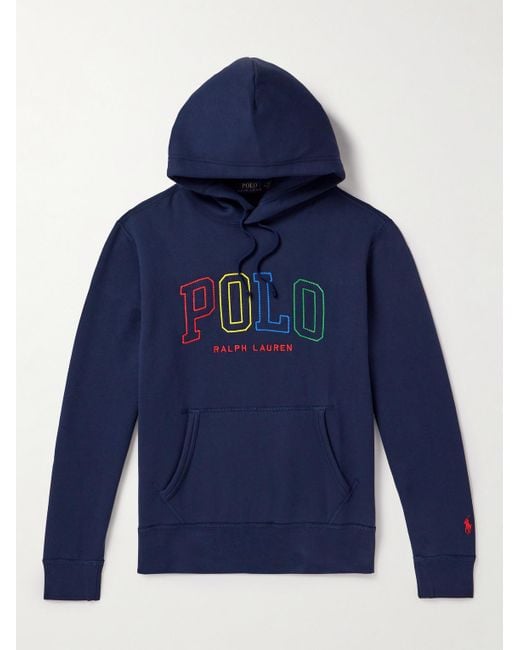 Polo Ralph Lauren Blue Logo-embroidered Cotton-blend Jersey Hoodie for men