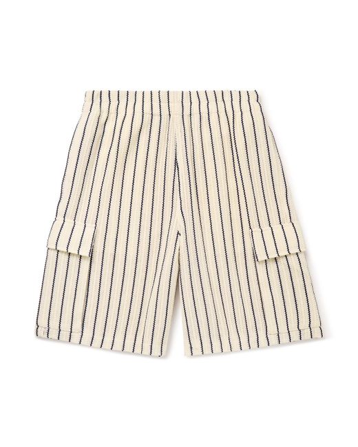 LE17SEPTEMBRE Natural Wide-leg Striped Crocheted Cotton Cargo Shorts for men