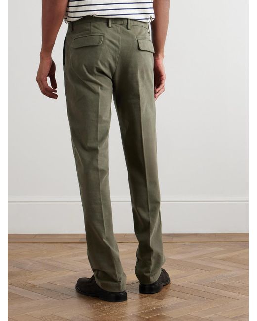 Massimo Alba Green Straight-Leg Stretch-Cotton Gabardine Trousers for men