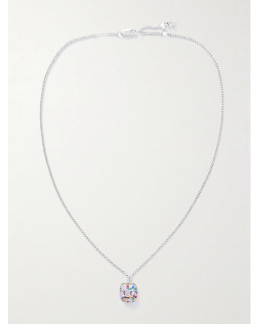 Céline Silberfarbene Anhängerkette mit Cubic Zirkonia in White für Herren