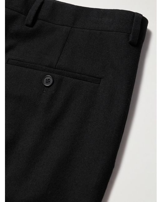 Saint Laurent Black Slim-fit Wool-flannel Trousers for men