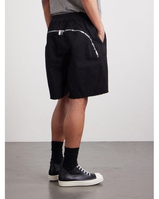 Rick Owens Black Long Boxers Butt Zipp Straight-leg Cotton-canvas Shorts for men