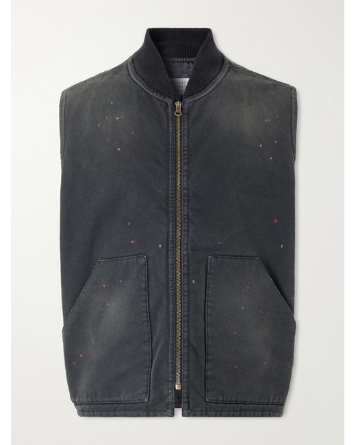 Maison Margiela Black Padded Distressed Denim Vest for men