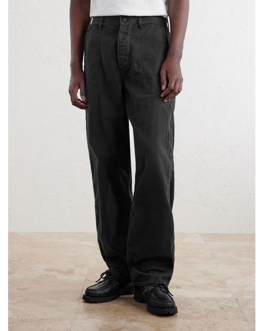 Fullcount Black Usn Seamen's Straight-Leg Herringbone Trousers for men