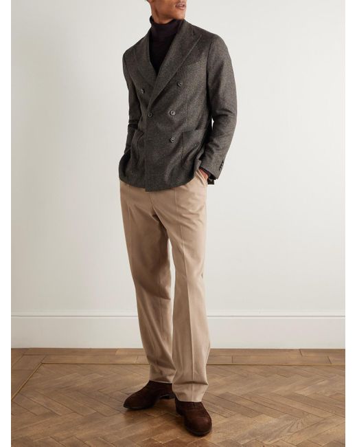 Boglioli Black Double-Breasted Virgin Wool-Blend Blazer for men
