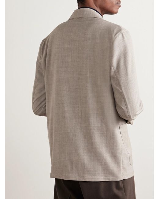 STÒFFA Gray Unstructured Double-Breasted Wool Suit Jacket for men