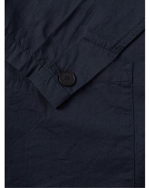 Folk Blue Unstructured Garment-dyed Cotton-twill Blazer for men