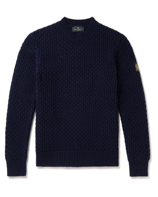 Belstaff Submarine Cable-knit Wool Sweater in Blue for Men | Lyst