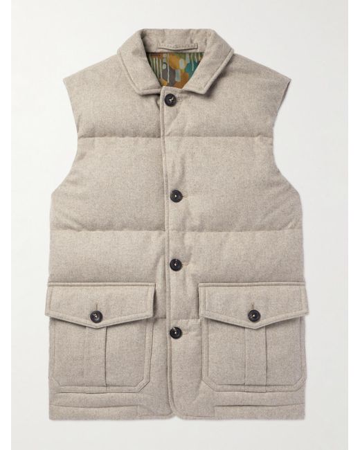Incotex Natural Montedoro Quilted Wool Down Gilet for men
