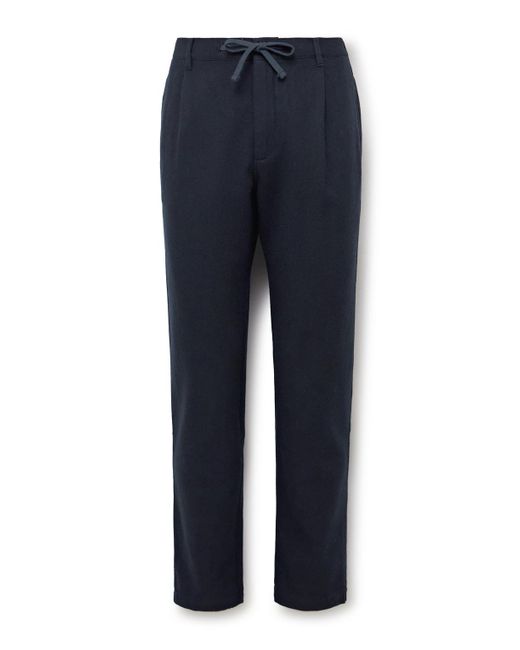 Hartford Blue Tanker Straight-Leg Wool-Blend Drawstring Trousers for men