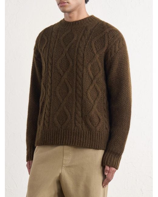 Piacenza 1733 Green Cable-knit Alpaca And Wool-blend Sweater for men