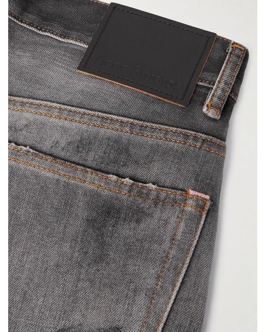 Acne Gray Straight-Leg Distressed Paint-Splattered Jeans for men