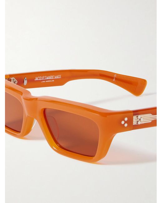 Jacques Marie Mage Orange Rush Rectangular-frame Acetate Sunglasses for men