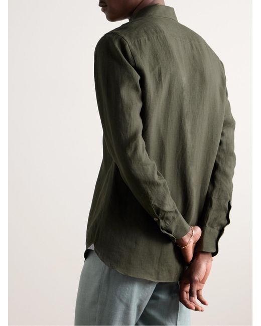 Camicia in lino di De Petrillo in Green da Uomo