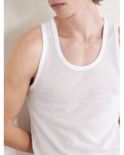 Tom Ford White Open-knit Cotton Tank Top for men