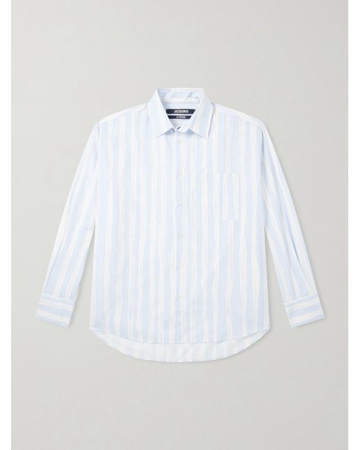 Jacquemus White Striped Cotton-poplin Shirt for men