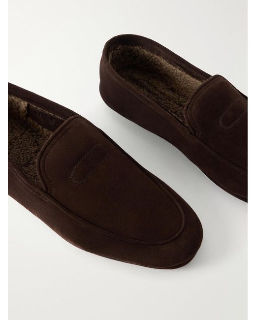 John Lobb White Kingstone Suede Slippers for men