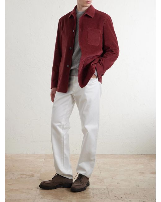 Canali Red Cotton-Corduroy Overshirt for men